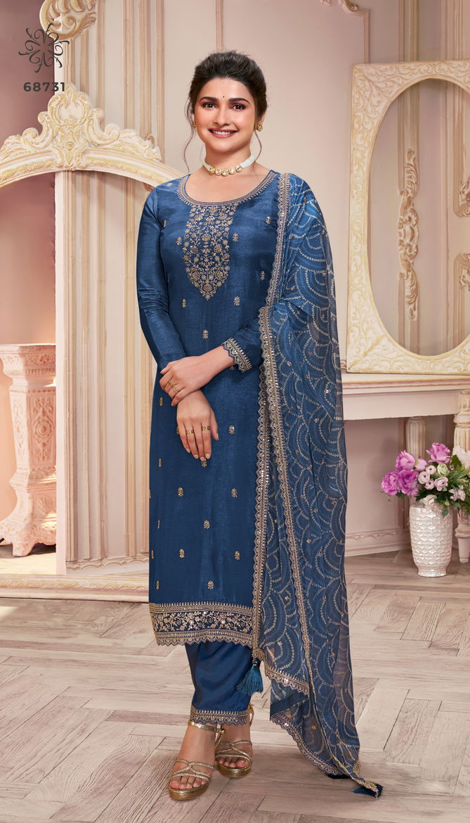 Saanjh By Vinay Kuleesh Silk Georgette Embroidered Salwar Kameez Manufacturers
